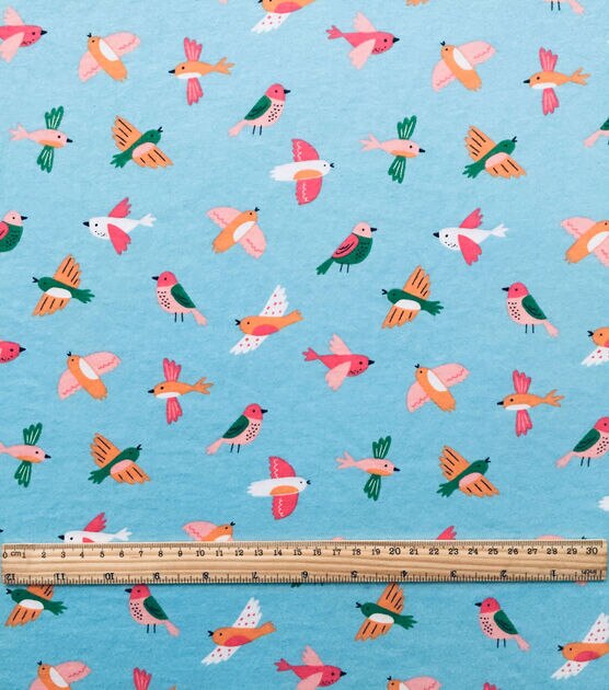 Blue Spring Birds Jersey Knit Fabric by POP!, , hi-res, image 2