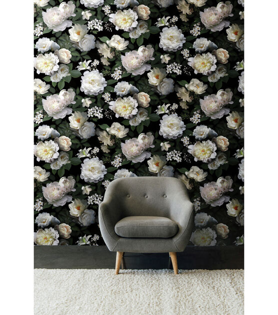 RoomMates Wallpaper Black Photographic Floral, , hi-res, image 3