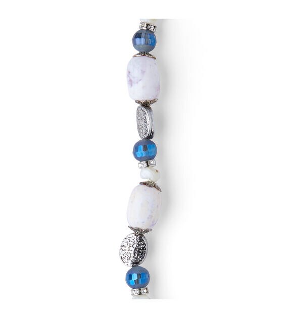 7" Blue & Silver Stacked Ceramic Beads by hildie & jo, , hi-res, image 3