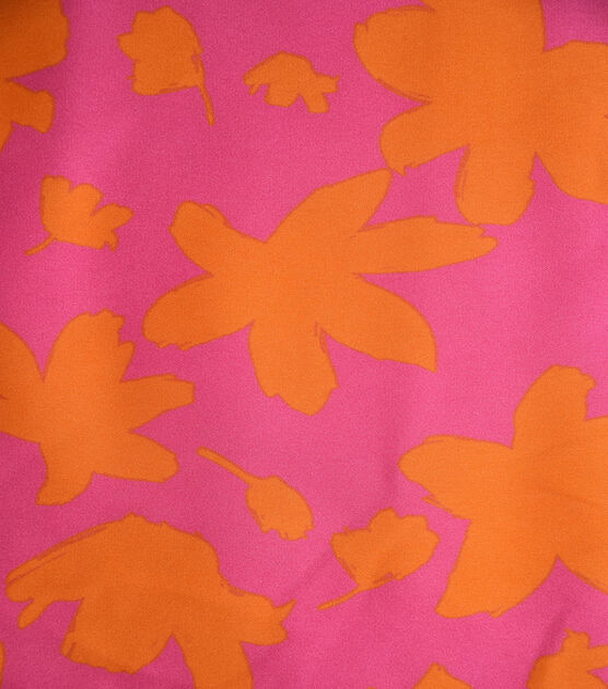 Pink & Orange Floral Lightweight Shiny Charmeuse Fabric, , hi-res, image 4