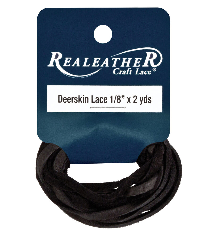 Realeather Deerskin Lace Black 5mm X 2yd, Black, swatch