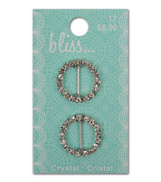 Bliss 7/8" Silver Crystal Round Slides 2pk