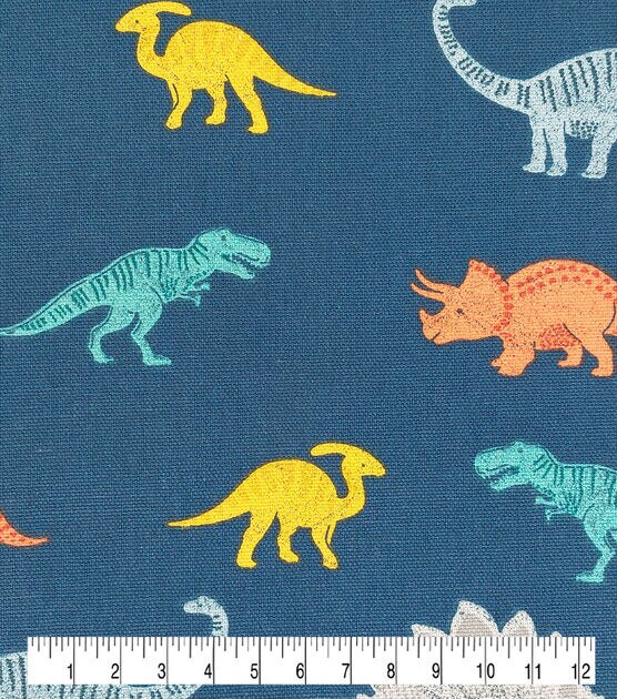 POP! Dino Digs Teal Cotton Canvas Fabric, , hi-res, image 3