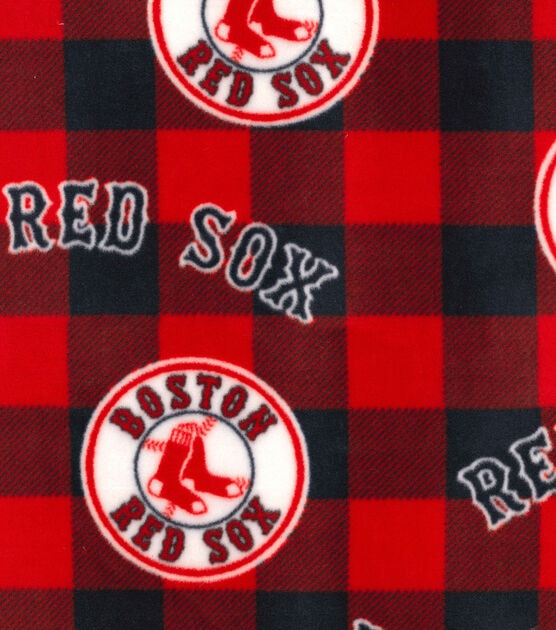 Fabric Traditions Boston Red Sox Fleece Fabric Buffalo Check, , hi-res, image 2