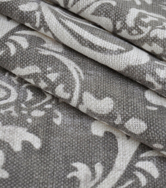 Damask Grey Cotton Linen Blend Fabric, , hi-res, image 2