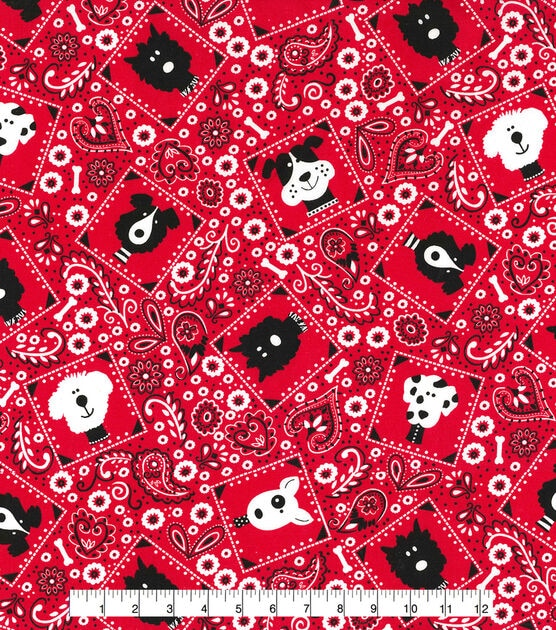 Fabric Traditions Novelty Cotton Fabric Dog Bandana Red, , hi-res, image 2