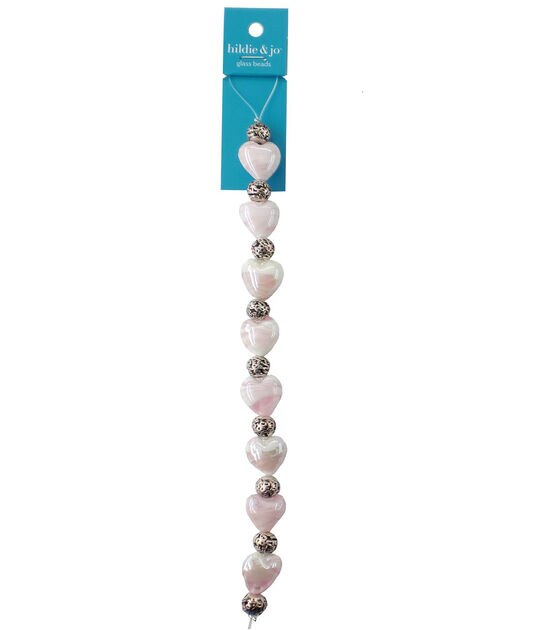 7" White Heart Glass Bead Strand by hildie & jo