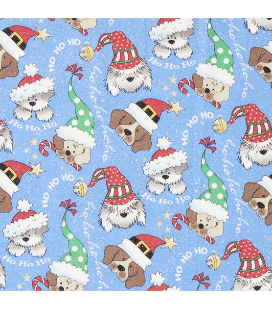 Fabric Traditions Dogs Christmas Glitter Cotton Fabric