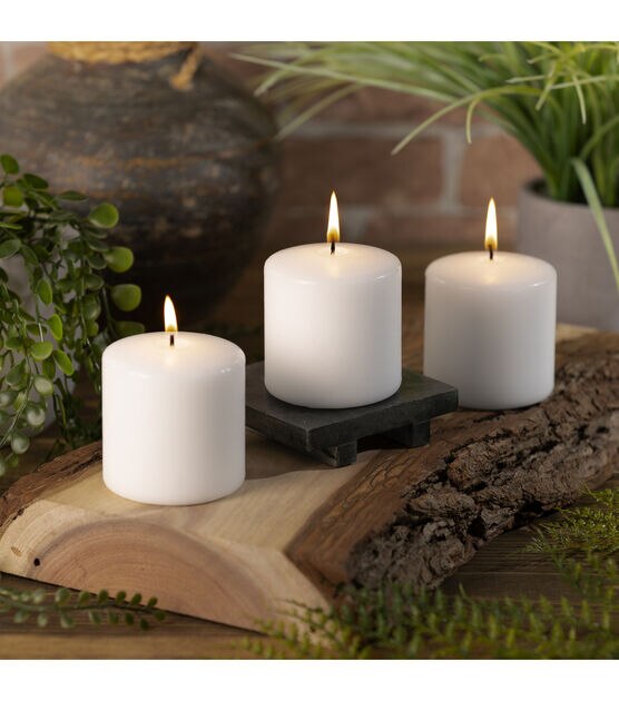 3" x 3" White Pillar Candles 3pk by Hudson 43, , hi-res, image 6