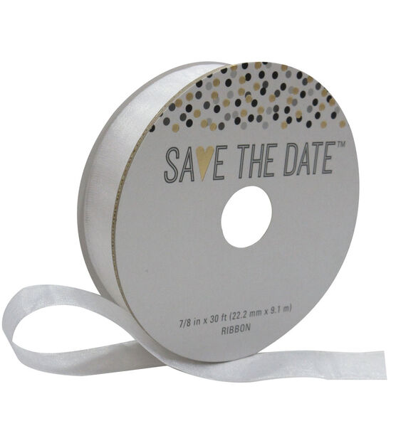 Save the Date 7/8'' X 30' Ribbon White Sheer