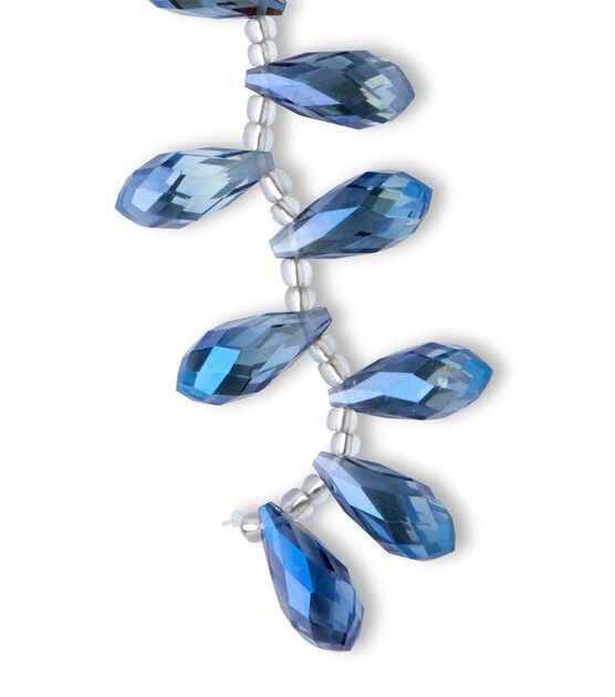6" Blue Teardrop Glass Bead Strand by hildie & jo, , hi-res, image 3