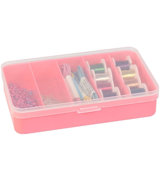 Everything Mary 6" Coral 5 Compartment  Plastic Storage Box With Lid, , hi-res, image 4