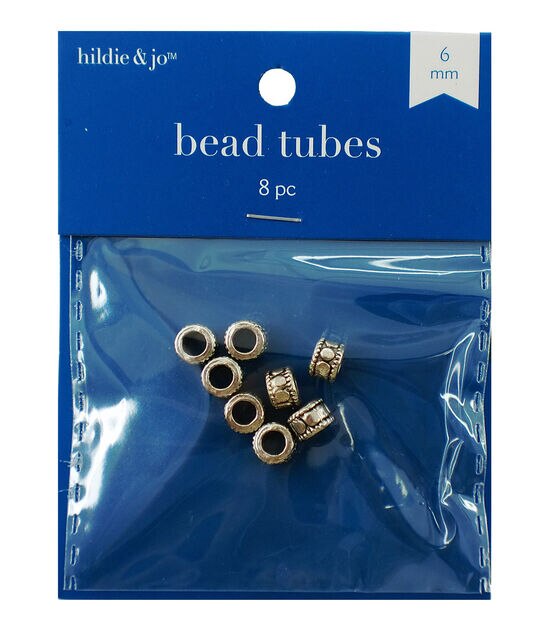 6mm Antique Silver Metal Cast Tube Beads 8pc by hildie & jo
