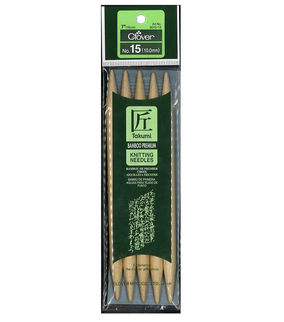 Clover 7" Size 15 Bamboo Double Point Knitting Needle Set 5ct