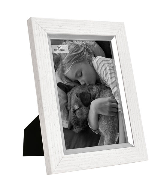 MCS 5" x 7" White & Silver Plastic Tabletop Picture Frame, , hi-res, image 2