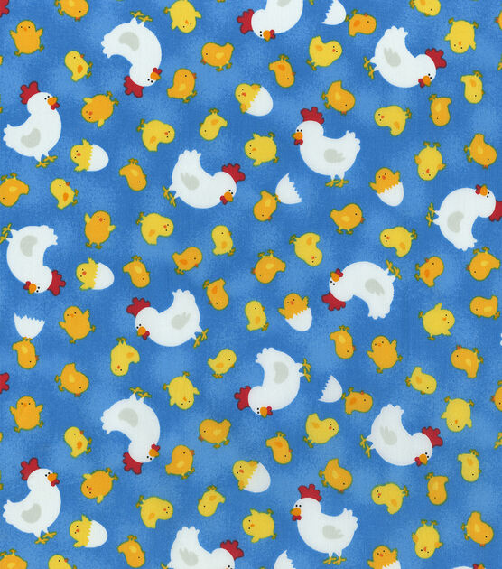 Hi Fashion Whimsy Rooster & Chicken Novelty Cotton Fabric