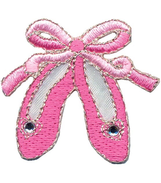 Wrights Iron-On Applique Pink Ballet Slippers 1-1/2"X1-1/2" 1 Pkg