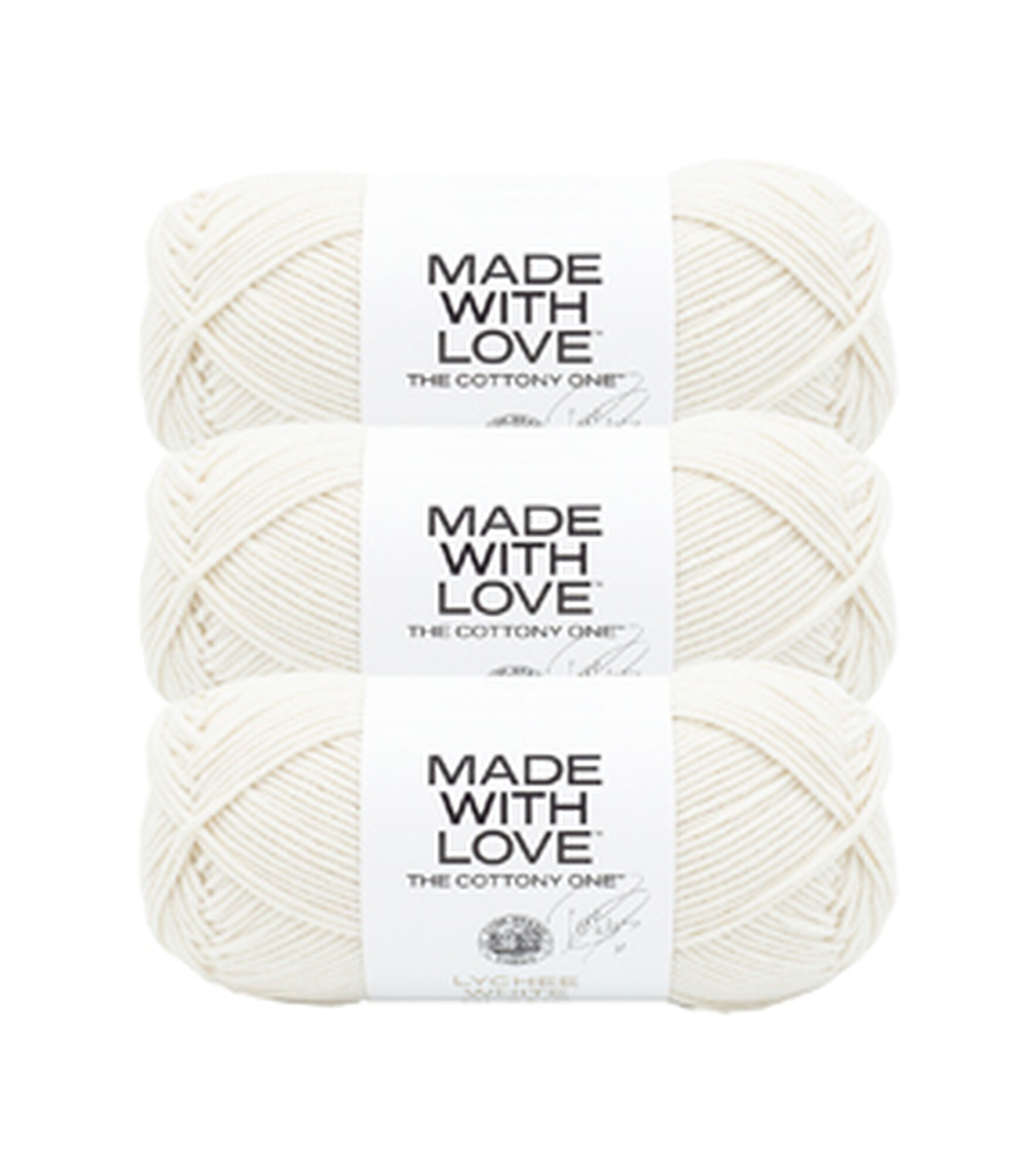 Lion Brand Tom Daley The Cottony One 185yds Worsted Cotton Blend Yarn, Lychee White, hi-res