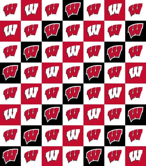 University of Wisconsin Badgers Cotton Fabric Collegiate Checks, , hi-res, image 1