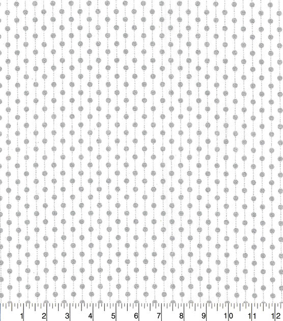 Fabric Traditions Silver Dots on White Christmas Cotton Fabric, , hi-res, image 2