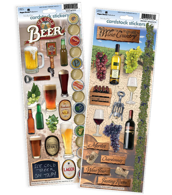 Paper House Beer and Wine Cardstock Sticker 2pk