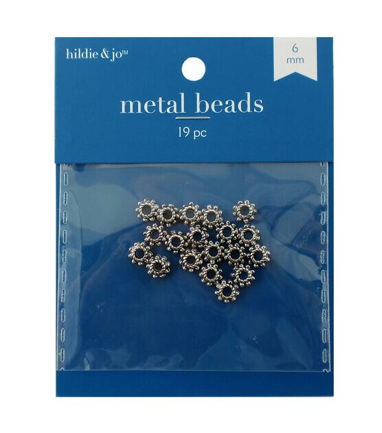 6mm Silver Metal Wheel Beads 19pc by hildie & jo