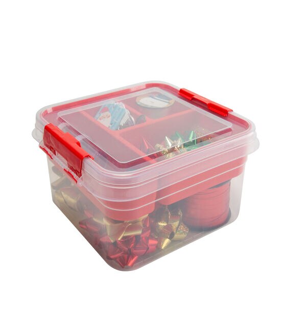Simplify 9.5" x 4.5" Red 5 Compartment Gift Supply Storage Box, , hi-res, image 8