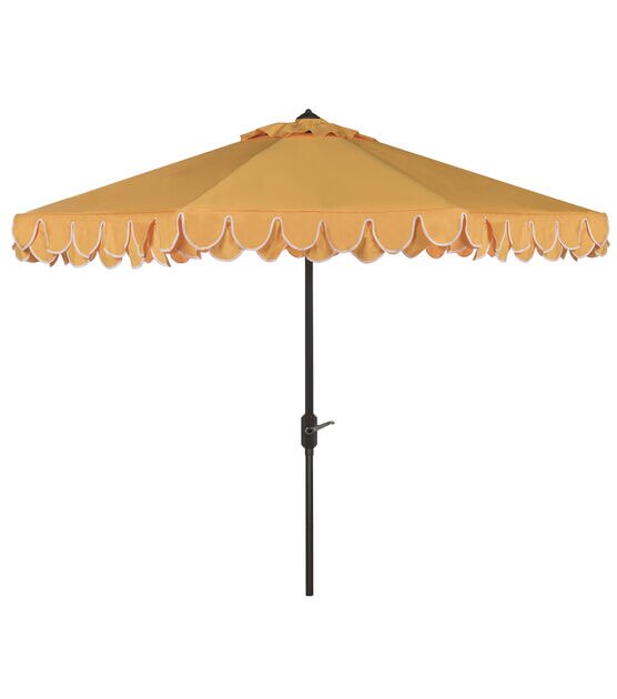 Safavieh 9' UV Resistant Yello & White Elegant Auto Tilt Patio Umbrella