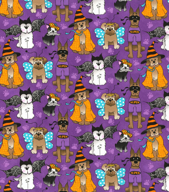 Fabric Traditions Dog Costume Party Purple Halloween Cotton Fabric, , hi-res, image 2