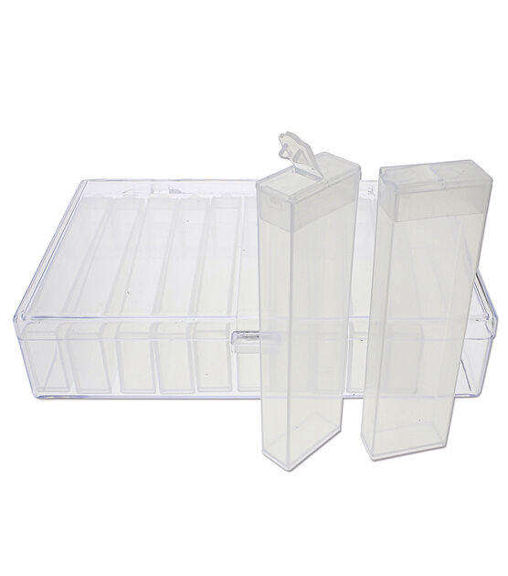 The Beadsmith Storage System 6.25x4x1.4 With 12 1x3.75 Fliptop Boxes