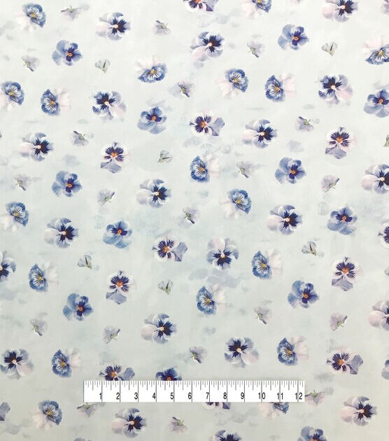 White Pansy Icons Double Brush Jersey Knit Fabric, , hi-res, image 5