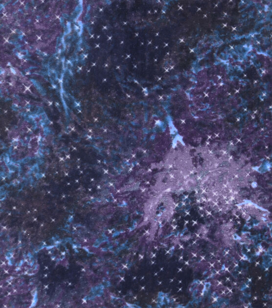 Space Galaxy on Purple Anti Pill Fleece Fabric