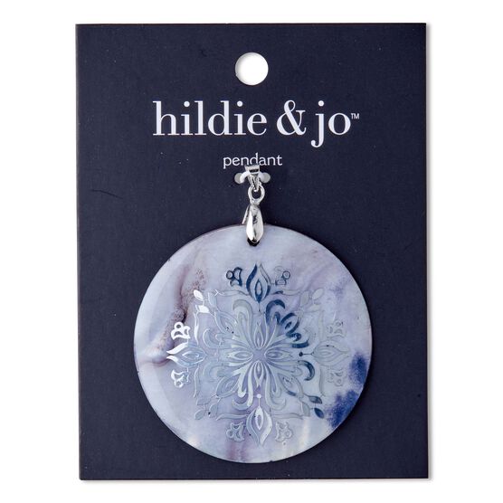 50mm Silver Smoke Round Shell Pendant by hildie & jo