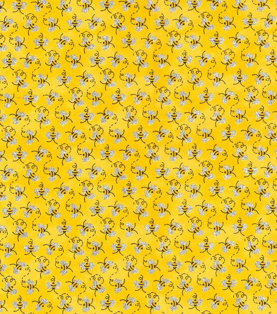 Fabric Traditions  Mini Bees Novelty Glitter Cotton Fabric
