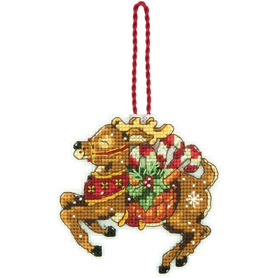 Dimensions 3 Reindeer Counted Cross Stitch Ornament Kit