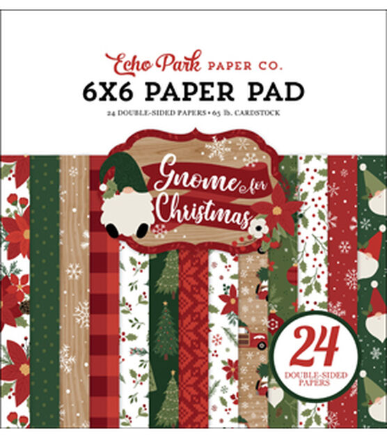 Echo Park Paper Company 6 x 6 Christmas Gnome Double Sided Paper Pack