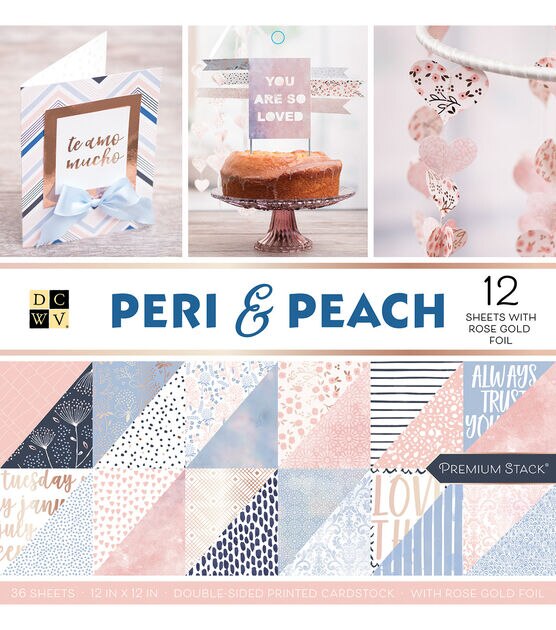 DCWV Premium Stack Double-sided Printed Cardstock - Peri & Peach