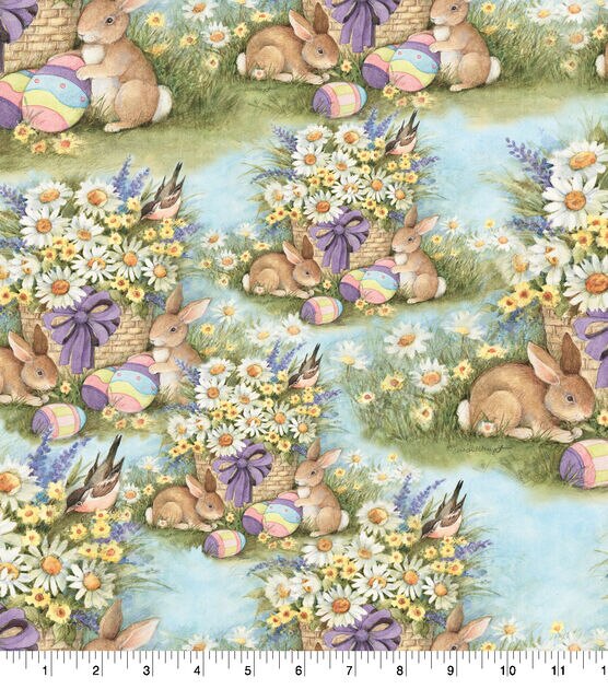 Susan Winget Garden Bunnies Easter Cotton Fabric