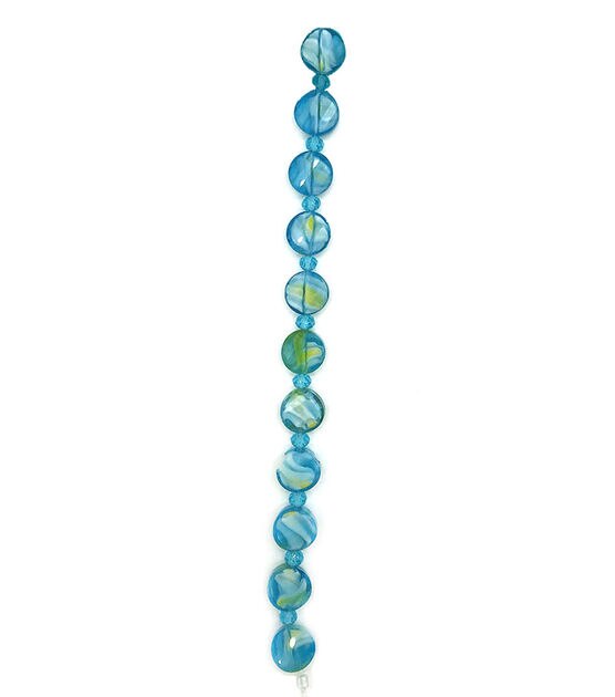 11mm x 11mm Turquoise Marble Glass Bead Strand by hildie & jo