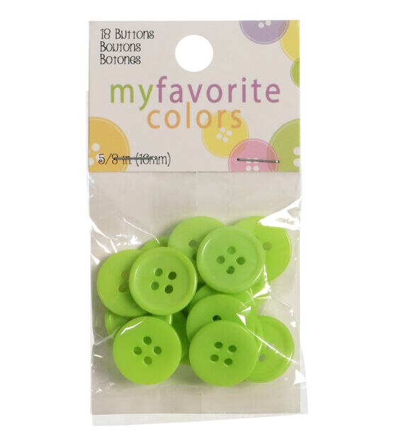 My Favorite Colors 5/8" Lime Round 4 Hole Buttons 18pk