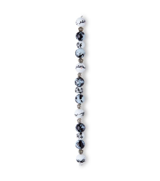 12mm Black & White Circle Ceramic Strung Beads by hildie & jo, , hi-res, image 2