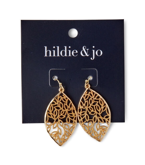2" Gold Filigree Leaf Earrings by hildie & jo