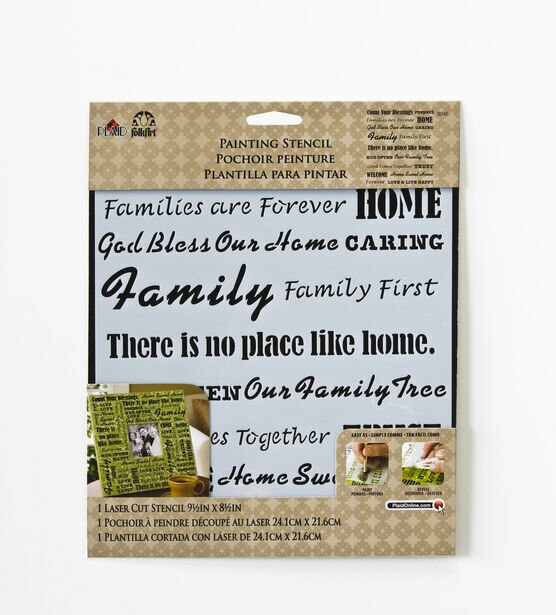 FolkArt 8.5''x9.5'' Words/Phrases Laser Cut Painting Stencil Family