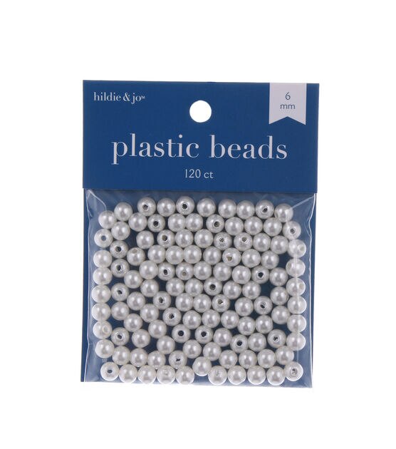 6mm Cream Round Plastic Pearl Beads 120ct by hildie & jo