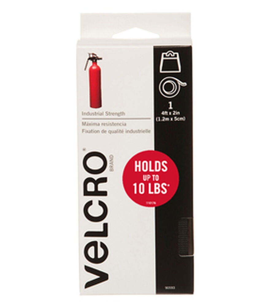 VELCRO Brand 2'' x 4' Sticky Back Industrial Tape, Black, swatch