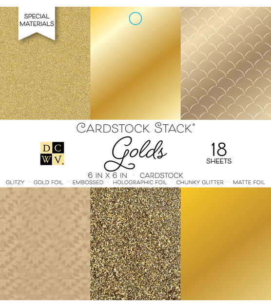 DCWV 18 Sheet 6" x 6" Gold Cardstock Pack
