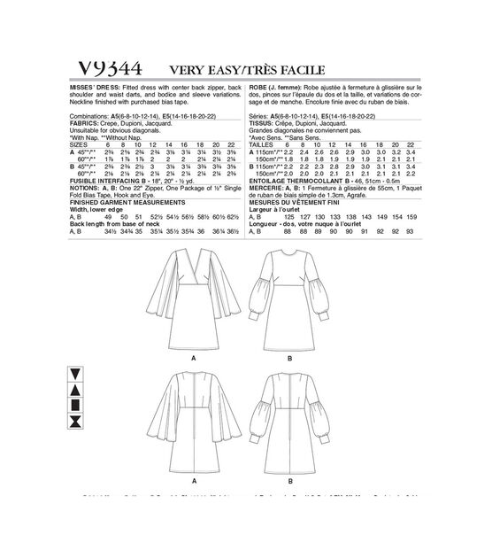 Vogue V9344 Size 14 to 22 Misses Dress Sewing Pattern, , hi-res, image 2
