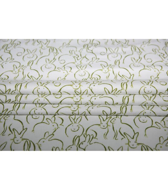 Green Bunny Outline Super Snuggle Flannel Fabric, , hi-res, image 4