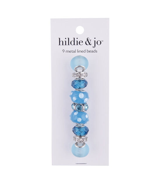 15mm Light Blue & Turquoise Metal Lined Glass Beads 9ct by hildie & jo