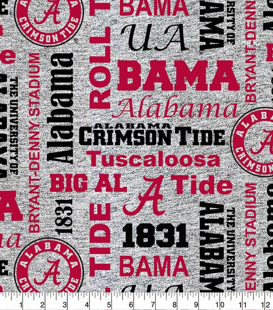 Alabama Crimson Tide Fleece Fabric Verbiage on Heather, , hi-res, image 2